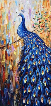 150の主題の芸術作品 Painting - 枝の鳥の孔雀